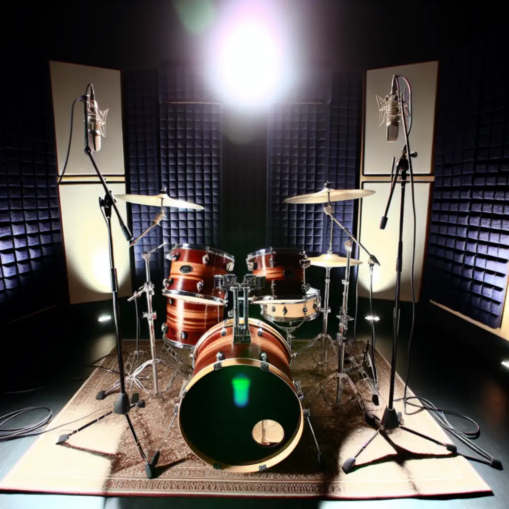 Professzionális dobkészlet stúdió környezetben