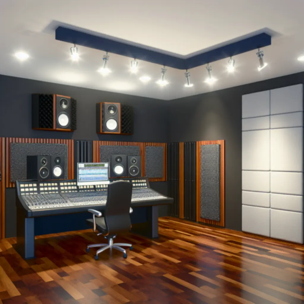 Professzionális felvételi stúdió ezüst felszereléssel