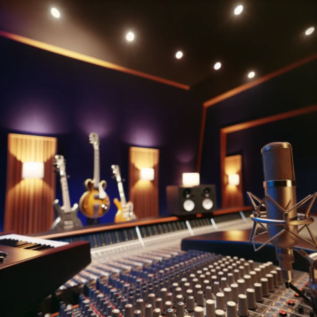 Modern stúdió felvételi beállítás professzionális hangfelszereléssel